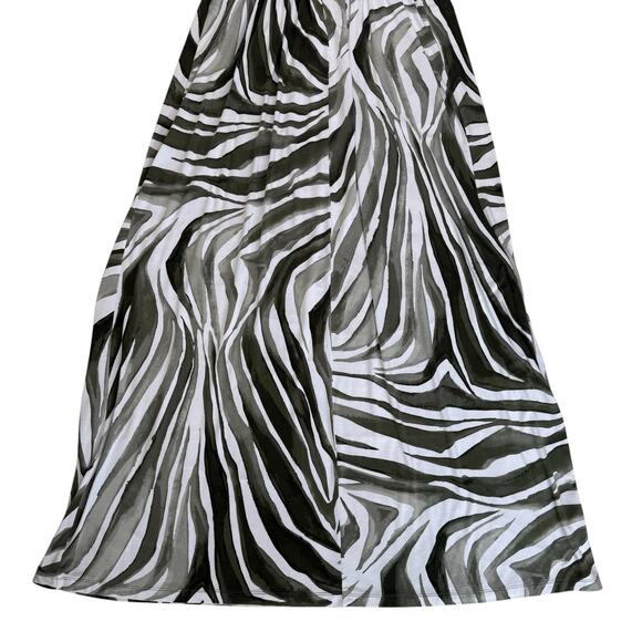 Tommy Bahama Strapless Maxi Dress Women's Large Green White Tropical Zebra Print - Picture 15 of 15